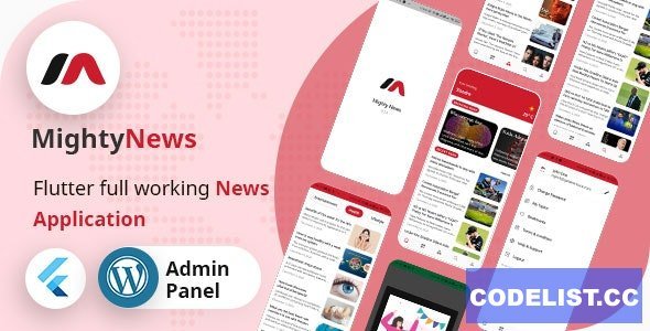 MightyNews v19 - Flutter 2.0 News App with Wordpress backend