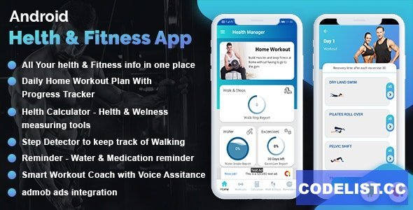 Workout Manager &amp; Health Calculator for Fitness ( Water medicine reminder &amp; pedometer ) v1.1