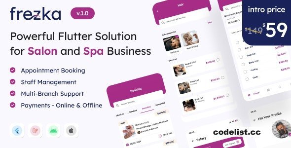 Frezka v1.0 - All-in-one Salon & Spa Business Solution in Flutter + Laravel