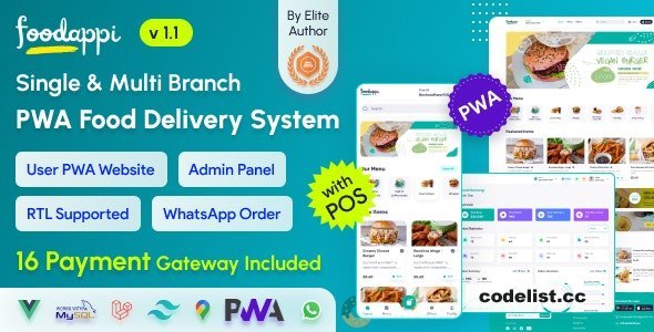 FoodAppi v1.8 - PWA Food Delivery System and WhatsApp Menu Ordering with Admin Panel - nulled