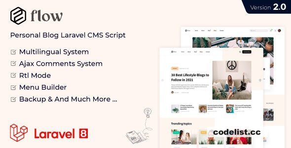 Flow v2.11 - Laravel Personal Multilingual Blog Script  - nulled