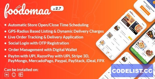 Foodomaa v2.7.2 - Multi-restaurant Food Ordering, Restaurant Management and Delivery Application - nulled