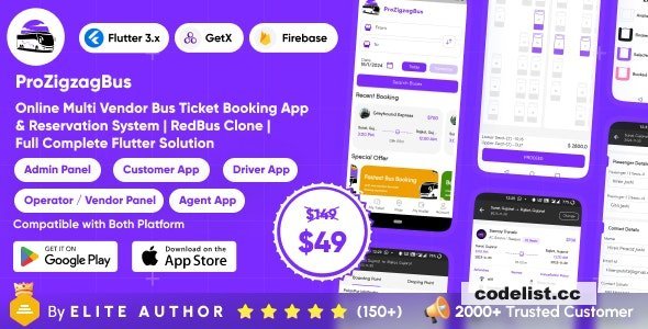 ProZigzagBus v1.2 - Online Multi Vendor Bus Ticket Booking App &amp; Reservation System Flutter Solution