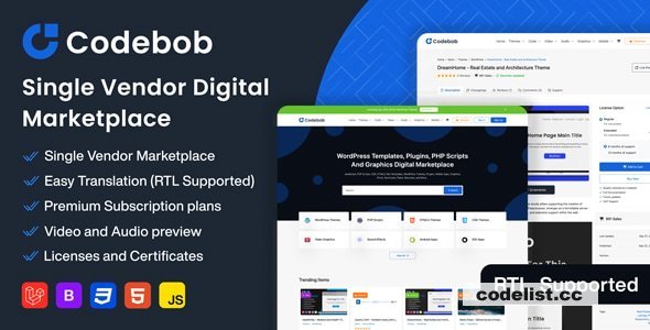 Codebob v1.0 - Single-Vendor Digital Marketplace - nulled