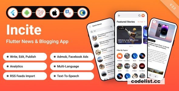 Incite v2.2 - Short News App &amp; Web, Blog App with Laravel Admin Panel for Android &amp; iOS