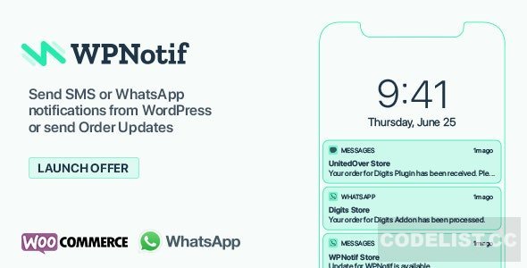 WPNotif v2.1.0.10 - WordPress SMS & WhatsApp Notifications