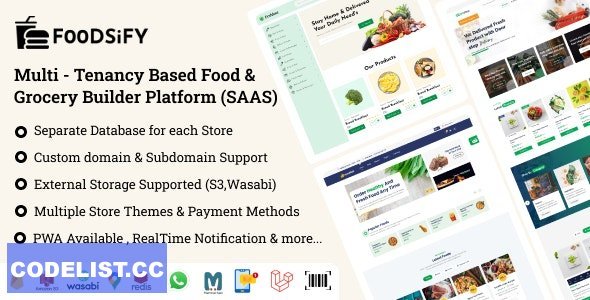 FOODSIFY v1.6 - Multitenancy Based Food Grocery & E-commerce Builder Platform (SAAS)