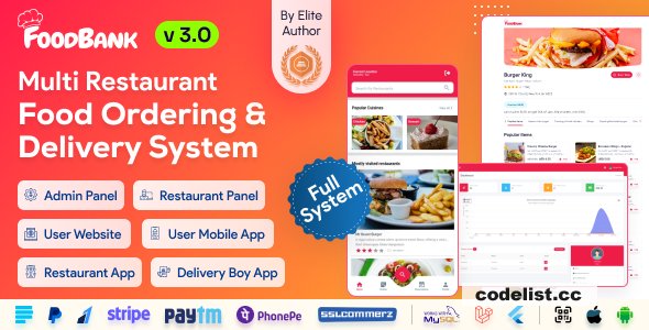 FoodBank Multi Restaurant v3.2 - Restaurant App with Admin &amp; Restaurant Panel - nulled
