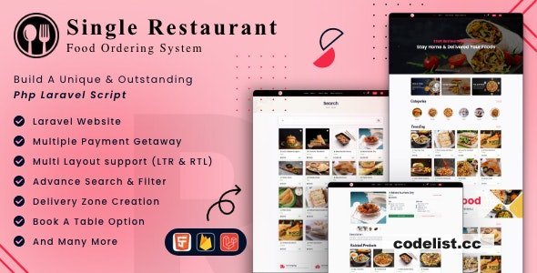 Single Restaurant v9.0 - Laravel Website &amp; Admin Panel - nulled