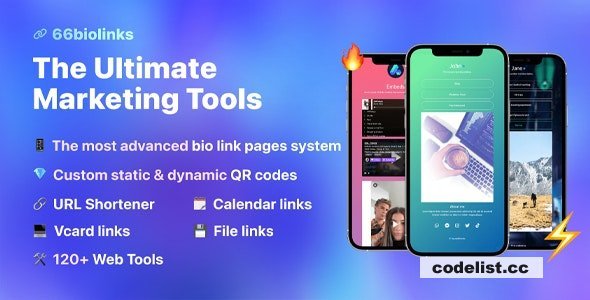 66biolinks v55.1.0 - Bio Links, URL Shortener, QR Codes &amp; Web Tools (SAAS) - nulled
