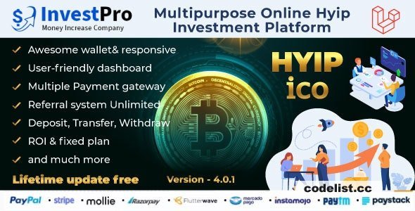 Hyip InvestPro v4.0.1 – Advance HYIP &amp; ICO Investment Wallet &amp; Banking Platform