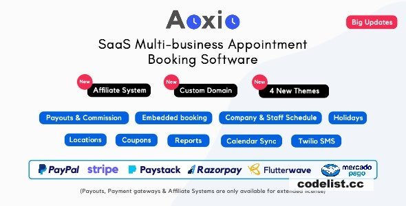 Aoxio v2.2 - SaaS Multi-Business Service Booking Software - nulled
