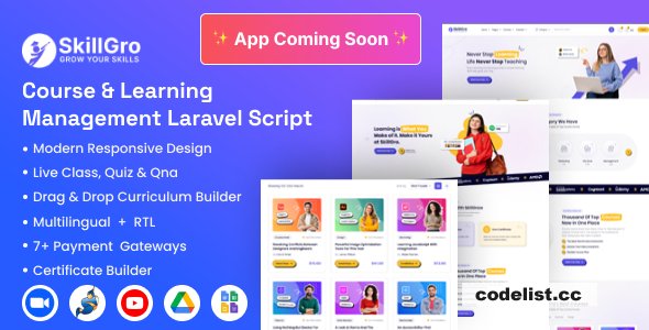 SkillGro v1.6.0 - Course &amp; Learning Management System Laravel Script (LMS)