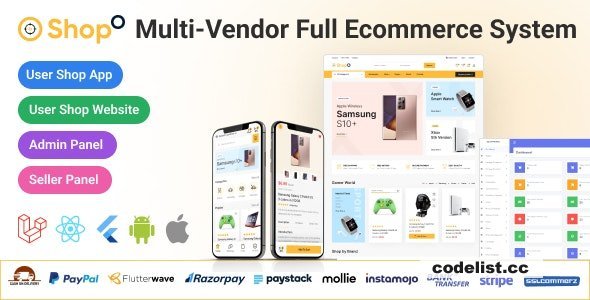 Shopo eCommerce v3.7.0 - Multivendor eCommerce Flutter App with Admin Panel &amp; Website