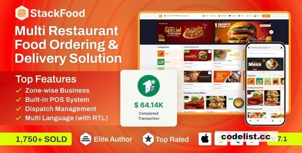 StackFood v7.5 - Multi Restaurant Food Delivery App with Laravel Admin and Restaurant Panel - nulled