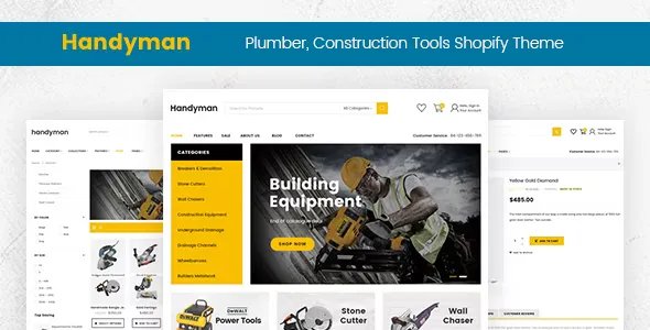 Handyman - Drag &amp; Drop Plumber, Construction Tools Shopify Theme v2.0