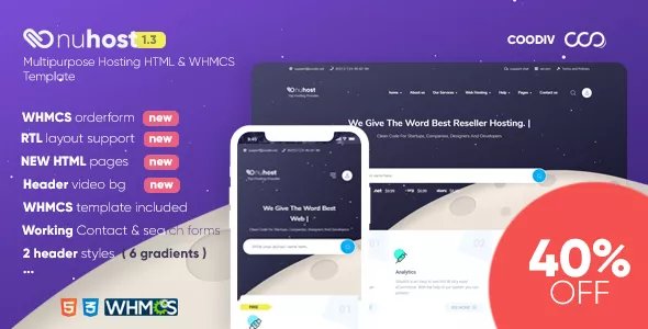 Nuhost - Multipurpose Hosting HTML & WHMCS Template v1.3