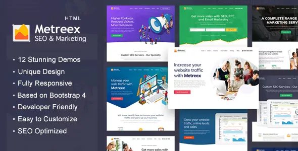 Metreex - SEO &amp; Digital Marketing Agency Landing Page Template v1.1