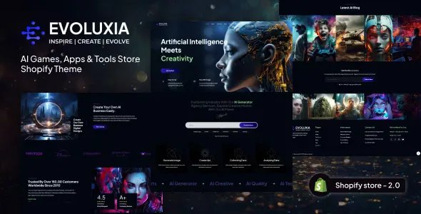 Evoluxia - AI Games, Apps &amp; Tools Store Shopify Theme