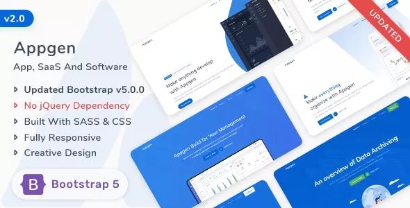 Appgen - App, Saas &amp; Software Bootstrap 5 Landing Page Template v2.0