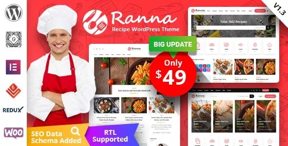 Ranna - Food &amp; Recipe WordPress Theme + RTL v1.4.1