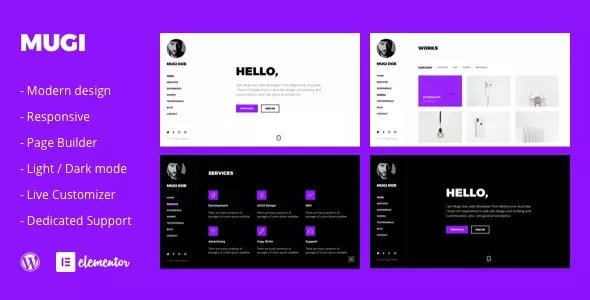 Mugi - Personal Portfolio &amp; Resume WordPress Theme