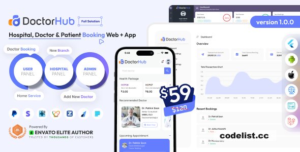 DoctorHub v1.0 – Hospital, Doctor &amp; Patient Booking Full Solution