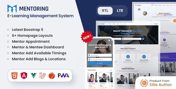 Mentoring - eLearning, Learning Management System &amp; Mentor Booking LMS Template with Admin HTML v1.6.6