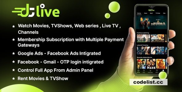 DTLive v3.0 - Movies – TV Series – Live TV - Channels - OTT - Android app | Laravel Admin Panel