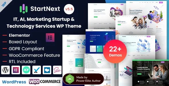 StartNext - IT, AI, Marketing Startup &amp; Technology Services WordPress Theme v5.5