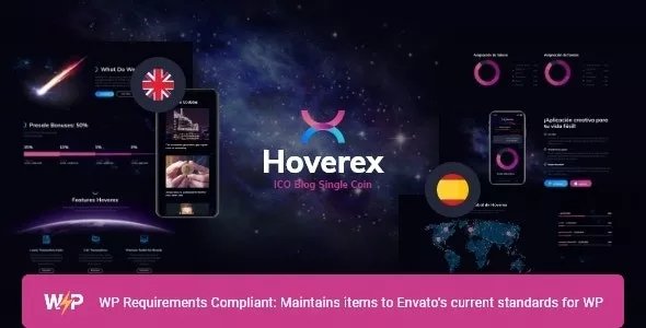 Hoverex - Cryptocurrency, NFT &amp; ICO WordPress Theme + Spanish v1.5.11