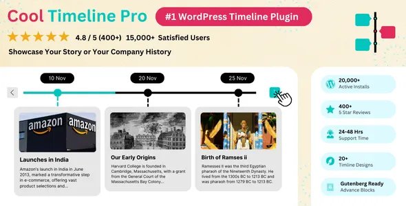 Cool Timeline Pro - Horizontal &amp; Vertical Timeline Plugin for WordPress v4.8.12