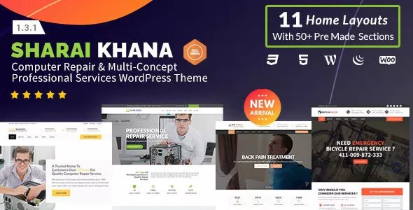 Sharai Khana v1.3.5 - Computer Repair &amp; Multi-Concept Professional Services WordPress Theme
