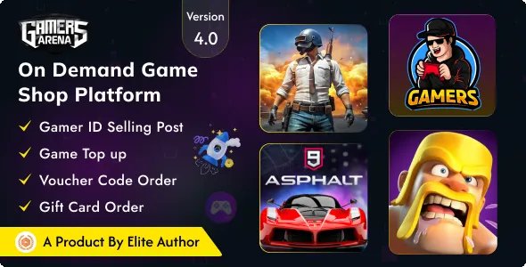 Gamers Arena - Digital Online Game Store, Game Top Up, Voucher &amp; Gamer ID Selling Tools v4.0