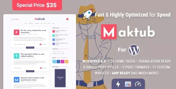 Maktub - Minimal &amp; Lightweight Blog for WordPress v2.0.0