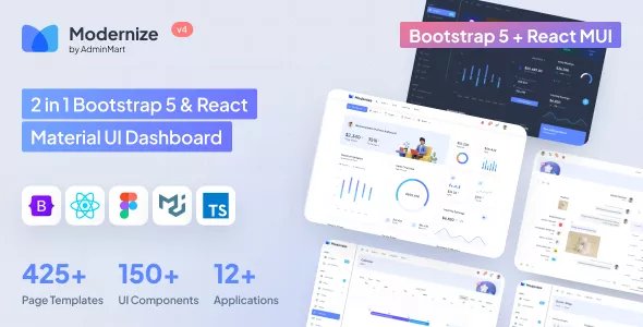 Modernize Bootstrap 5 &amp; React MUI Admin Dashboard v5.0