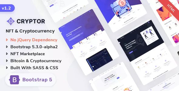 Cryptor - NFT Marketplace &amp; Cryptocurrency Bootstrap 5 Landing Template v1.2.0