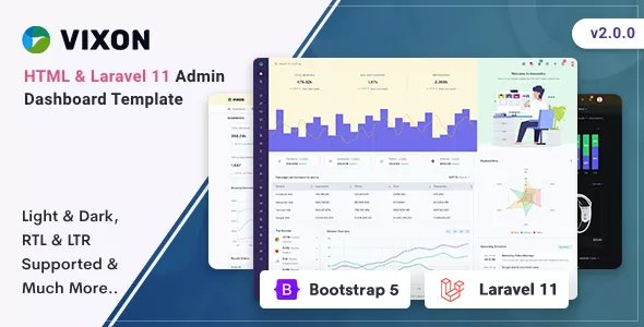 Vixon - HTML &amp; Laravel 11 Admin Template v2.0