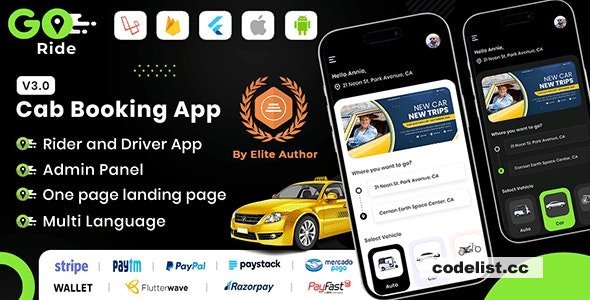 GORIDE v5.0 - InDriver Clone - Flutter Complete Taxi Booking Solution with Bidding Option