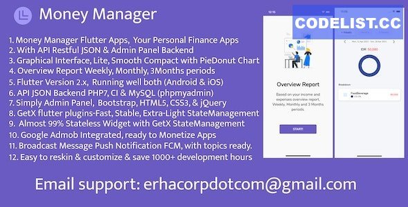 Money Manager Flutter Apps, with API &amp; Admin Panel v1.0