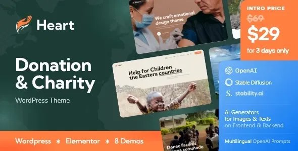 Heart v2.0 - Donation &amp; Charity Non-Profit WordPress Theme + AI