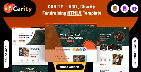 Carity - NGO, Charity, Donation &amp; Fundraising HTML5 Template