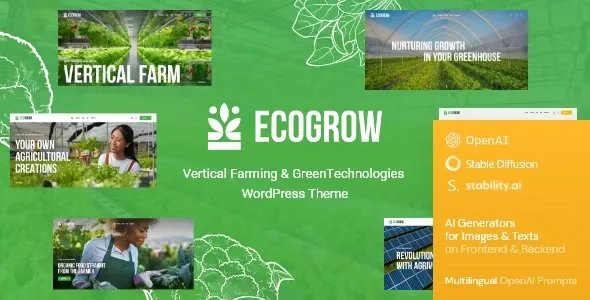 EcoGrow - Vertical Farming &amp; Green Technologies WordPress Theme + AI