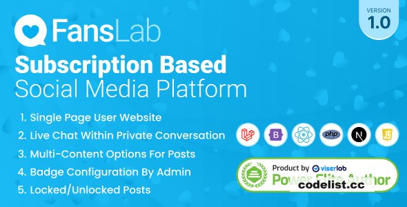 FansLab v1.0 - Subscription Based Social Media Platform - nulled