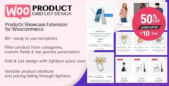 WOO Product Grid List Design - Responsive Products Showcase Extension for WooCommerce v1.0.8