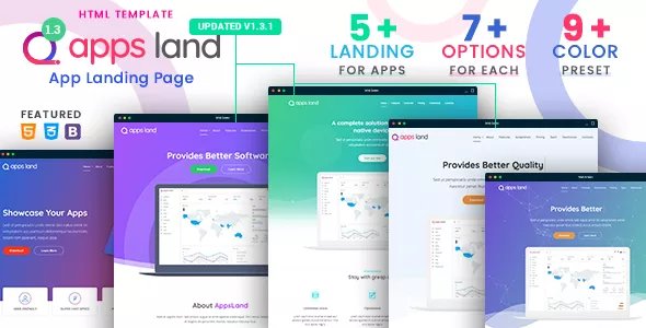 AppsLand - App Landing Page HTML Template v1.3.1