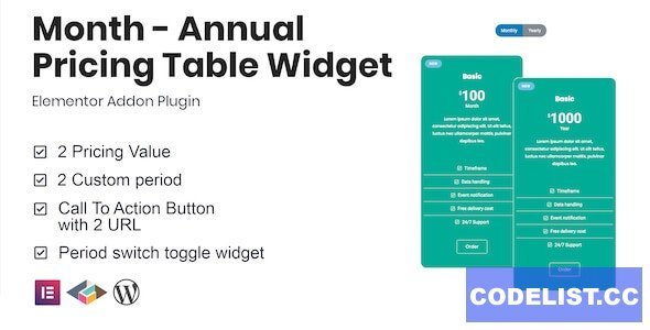 Month v1.2.0 - Annual Pricing Table Widget For Elementor
