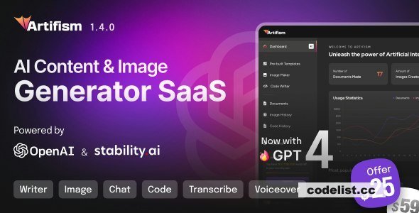 Artifism v5.4.0 - AI Content & Image Generator SaaS - nulled