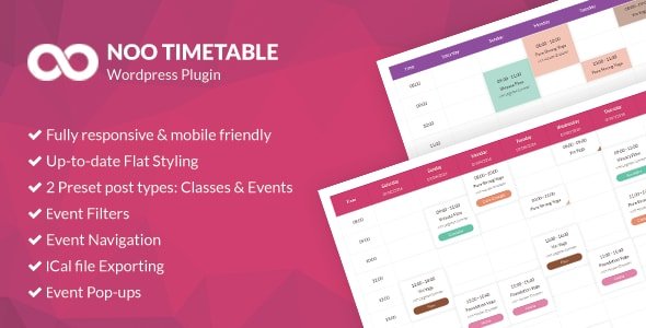 Noo Timetable v2.1.4 - Responsive Calendar &amp; Auto Sync