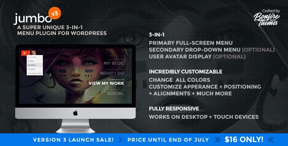 Jumbo v3.6 - A 3-in-1 full-screen menu for WordPress